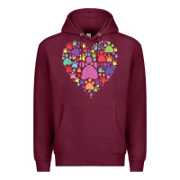 Burgundy heart paw print dog cat lover valentines day t shirt Premium Hoodie - linhVisuals