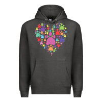 Charcoal Heather heart paw print dog cat lover valentines day t shirt Premium Hoodie - linhVisuals