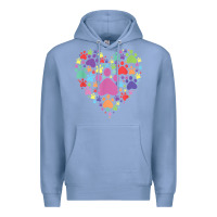 Colony Blue heart paw print dog cat lover valentines day t shirt Premium Hoodie - linhVisuals