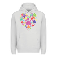 Dove Grey heart paw print dog cat lover valentines day t shirt Premium Hoodie - linhVisuals