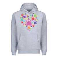Heather Grey heart paw print dog cat lover valentines day t shirt Premium Hoodie - linhVisuals