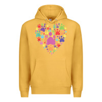 Mustard heart paw print dog cat lover valentines day t shirt Premium Hoodie - linhVisuals