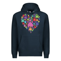 Navy heart paw print dog cat lover valentines day t shirt Premium Hoodie - linhVisuals