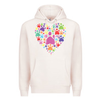 Pale Pink heart paw print dog cat lover valentines day t shirt Premium Hoodie - linhVisuals