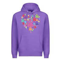Purple heart paw print dog cat lover valentines day t shirt Premium Hoodie - linhVisuals