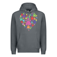 Rock heart paw print dog cat lover valentines day t shirt Premium Hoodie - linhVisuals