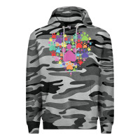 Slate Camo heart paw print dog cat lover valentines day t shirt Premium Hoodie - linhVisuals