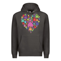 Smoke heart paw print dog cat lover valentines day t shirt Premium Hoodie - linhVisuals