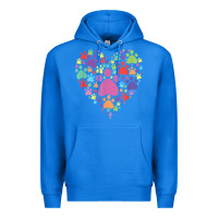 True Royal heart paw print dog cat lover valentines day t shirt Premium Hoodie - linhVisuals
