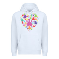 White heart paw print dog cat lover valentines day t shirt Premium Hoodie - linhVisuals