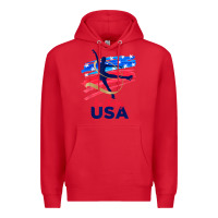 Red ice skating dance support the team tshirt usa flag t shirt Premium Hoodie - linhVisuals