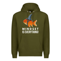 Army Green mindset motivational quote cute goldfish shark fish t shirt Premium Hoodie - linhVisuals