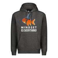 Charcoal Heather mindset motivational quote cute goldfish shark fish t shirt Premium Hoodie - linhVisuals