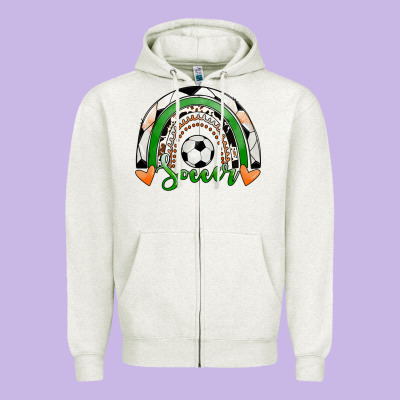 Soccer Rainbow Zipper Hoodie Designed By Ranaportraitstore