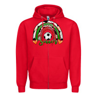 Red Soccer Rainbow Zipper Hoodie - RanaPortraitStore