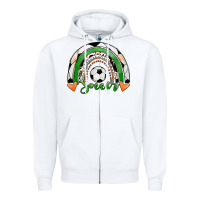 White Soccer Rainbow Zipper Hoodie - RanaPortraitStore