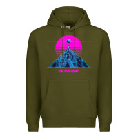 Army Green pink sun   official gunship t shirt Premium Hoodie - linhVisuals