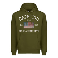 Army Green cape cod massachusetts american flag usa travel vintage pullover hoodi Premium Hoodie - linhVisuals