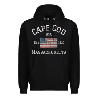 Black cape cod massachusetts american flag usa travel vintage pullover hoodi Premium Hoodie - linhVisuals