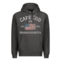Charcoal Heather cape cod massachusetts american flag usa travel vintage pullover hoodi Premium Hoodie - linhVisuals