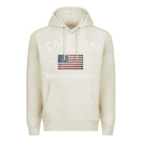 Oatmeal Heather cape cod massachusetts american flag usa travel vintage pullover hoodi Premium Hoodie - linhVisuals