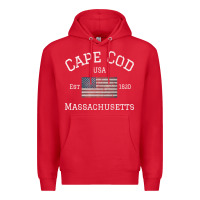Red cape cod massachusetts american flag usa travel vintage pullover hoodi Premium Hoodie - linhVisuals