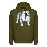 Army Green English Bulldog Art Premium Hoodie - linhVisuals