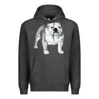 Charcoal Heather English Bulldog Art Premium Hoodie - linhVisuals