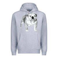 Heather Grey English Bulldog Art Premium Hoodie - linhVisuals