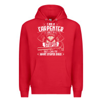 Red i can't fix stupid   funny carpentry woodworking carpenter t shirt Premium Hoodie - linhVisuals