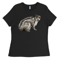 Black Gray Squirrel Ladies Tee - LillyAllenDesigns