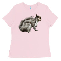Bubblegum Pink Gray Squirrel Ladies Tee - LillyAllenDesigns