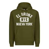 Army Green el bronx nueva york nyc gym style distressed white print t shirt Premium Hoodie - linhVisuals