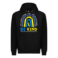 Black be kind down syndrome awareness blue ribbon rainbow march 21 t shirt Premium Hoodie - linhVisuals