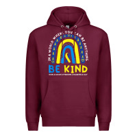Burgundy be kind down syndrome awareness blue ribbon rainbow march 21 t shirt Premium Hoodie - linhVisuals
