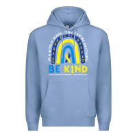Colony Blue be kind down syndrome awareness blue ribbon rainbow march 21 t shirt Premium Hoodie - linhVisuals