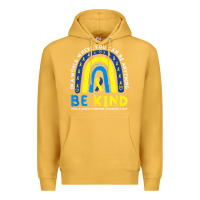 Mustard be kind down syndrome awareness blue ribbon rainbow march 21 t shirt Premium Hoodie - linhVisuals