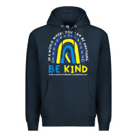 Navy be kind down syndrome awareness blue ribbon rainbow march 21 t shirt Premium Hoodie - linhVisuals