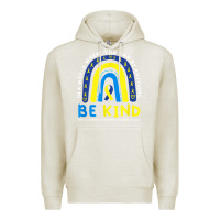 Oatmeal Heather be kind down syndrome awareness blue ribbon rainbow march 21 t shirt Premium Hoodie - linhVisuals