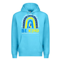 Ocean Blue be kind down syndrome awareness blue ribbon rainbow march 21 t shirt Premium Hoodie - linhVisuals