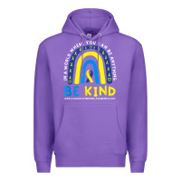 Purple be kind down syndrome awareness blue ribbon rainbow march 21 t shirt Premium Hoodie - linhVisuals