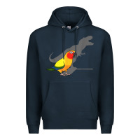Navy cute screaming parrot, birb memes, funny t rex sun conure t shirt Premium Hoodie - linhVisuals