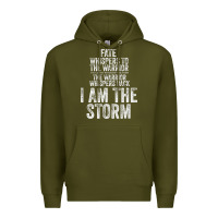 Army Green fate whispers to warrior i am the storm quote gritty fighter t shirt Premium Hoodie - linhVisuals
