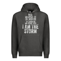 Charcoal Heather fate whispers to warrior i am the storm quote gritty fighter t shirt Premium Hoodie - linhVisuals
