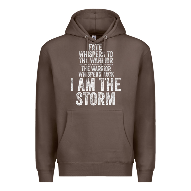 Fate Whispers To Warrior I Am The Storm Quote Gritty Fighter T Shirt Premium Hoodie by linhVisuals | Teevron