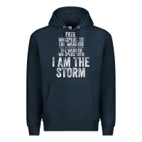 Navy fate whispers to warrior i am the storm quote gritty fighter t shirt Premium Hoodie - linhVisuals