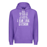 Purple fate whispers to warrior i am the storm quote gritty fighter t shirt Premium Hoodie - linhVisuals
