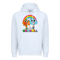 White cn the amazing world of gumball & darwin rainbow portrait pullover hoo Premium Hoodie - linhVisuals
