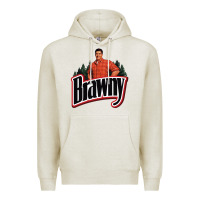 Oatmeal Heather brawny paper towel guy Premium Hoodie - linhVisuals