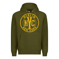 Army Green harlem new york nyc vintage sign distressed amber print t shirt Premium Hoodie - linhVisuals